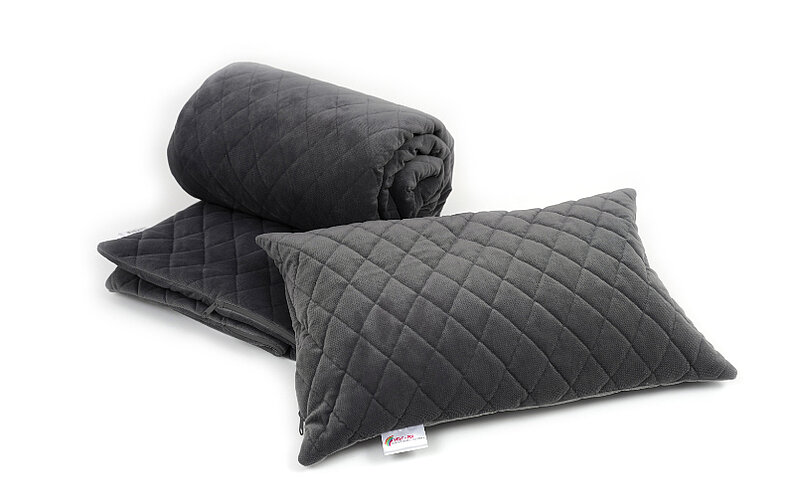 DELUX SET Beschwerungsdecke Gewichtsdecke Vest Pol Rehakinder Behinderung Hilfsmittel FiNiFuchs